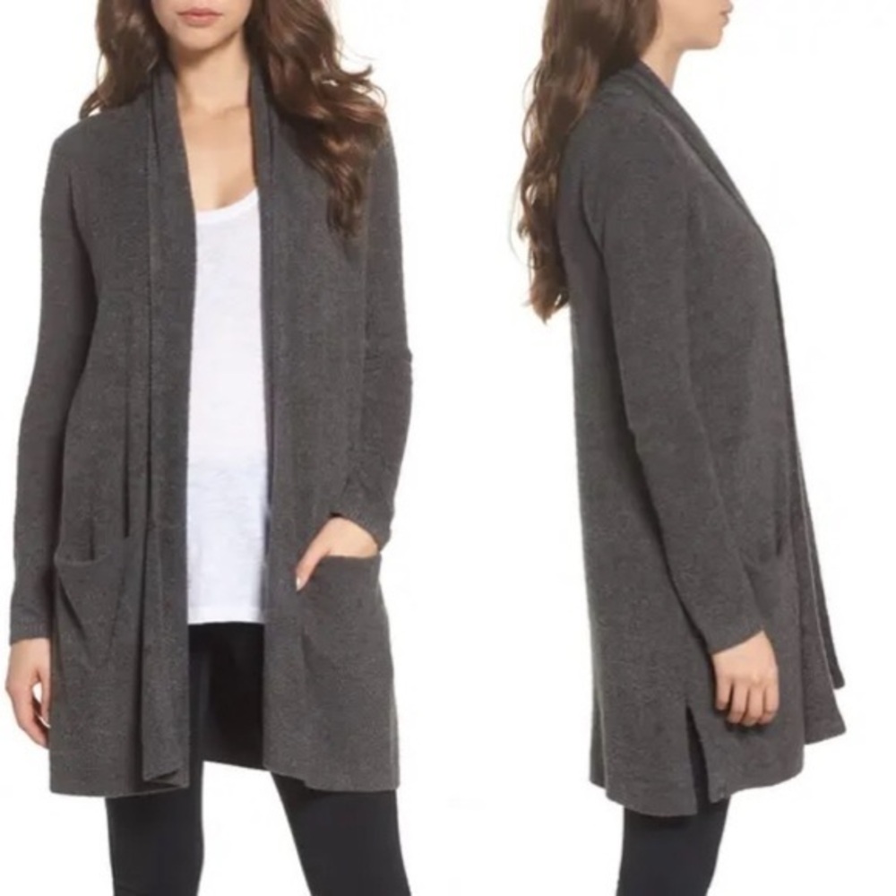 Barefoot Dreams Fleece Knit Cardigan carbon grey S